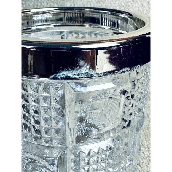 Vintage Clear Cut Glass Mini Bucket With Silver Handle 4"H - 3.25" - Picture 6 of 7